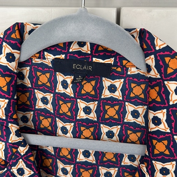 Eclair Top Blouse Long Sleeves Classy Lightweight Button up Collared Large L - Picture 4 of 8